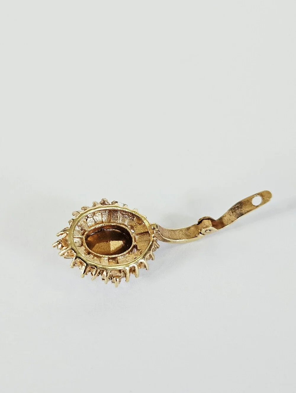Vintage Red Rhinestone Baguette Cluster Ballerina Gold Tone Enhancer Pendant